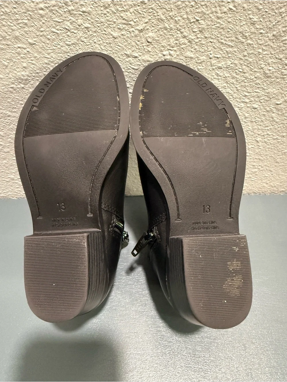 Old Navy - Girl’s Black Leather Ankle Booties - Slip-On